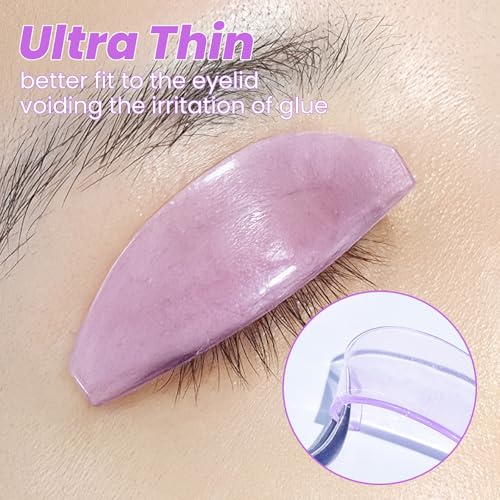 PERMANIA Lash Lift Pads Softening, 2Pcs Professional Korean Lash Lift Self Sticky & Ultra Thin for No.1 Perm Lotion (Purple)
