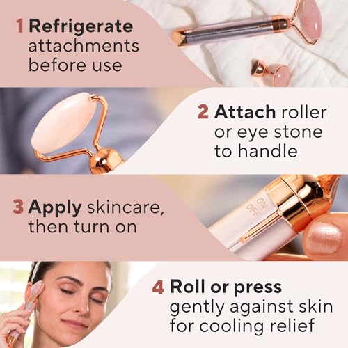Finishing Touch Flawless Contour Vibrating Facial Roller & Massager, Rose Quartz