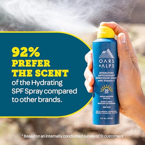 Oars + Alps SPF 30 Face & Body Broad Spectrum Sunscreen Spray | Fast-Absorbing, Lightweight, Non-Greasy, Hawaii Reef Act 104 Compliant, Water-Resistant, Octinoxate + Oxybenzone Free, 6 Oz, 2 Pack