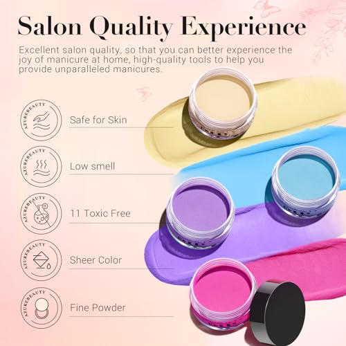 AZUREBEAUTY Dip Powder Nail Kit with Electric Nail Drill 24 Colors Summer Bright Neon Yellow Orange Starter Kit with Dip Liquids Base Top Coat Activator Portable Manicure French Nail Art Essential Set
