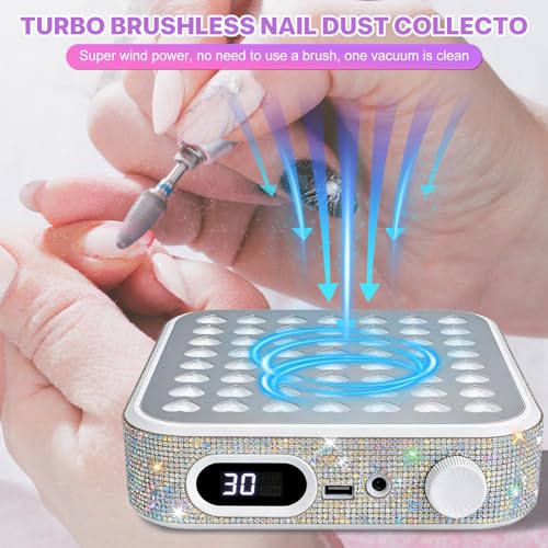 Nail Dust Collector - Nail Fan Dust Collector Compact Salon Tool for Acrylic Nails Polishing, Nail Salon Home (White)
