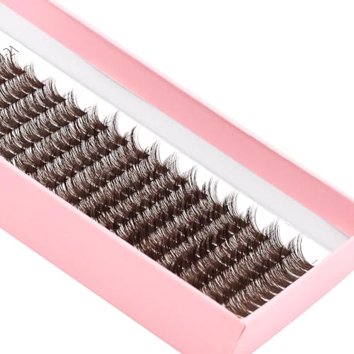 Bodermincer Large Tray 12-14-16mm Mixed 180 Cluster Brown Eyelashes Segmented Professional Makeup Individual DIY Cluster Eye Lashes Grafting Fake False Eyelashes (Brown 14-16-18mm Mixed)