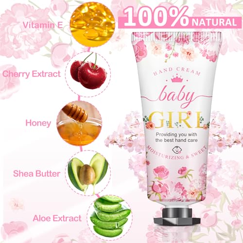 60 Sets Baby Shower Hand Cream Gifts, Baby Shower Party Favors for Guests, Hand Cream Set for Bridal Wedding Thank You Gifts, Travel Size Hand Lotion Bulk (Girl)