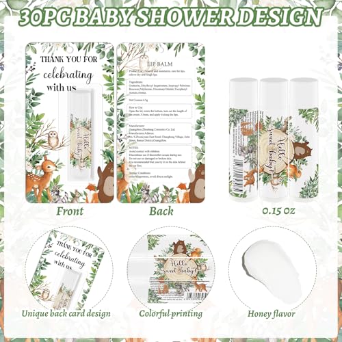 30 Pack Jungle Animal Baby Shower Favors Lip Balms Bulk, Baby Showers Games Prizes Party Gifts, Gender Reveal Favors, Babys Showers Birthday Party Supplies Basket Gift Stuffers