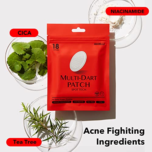 AVARELLE Multi-dart Spot Tech Microneedle Patch by | Acne Patches for Early-stage Blemish, Stubborn Deep Rooted Pimples | Facial Skin Acne Dots | Cruelty Free Certified, Carbonfree(18 CT)