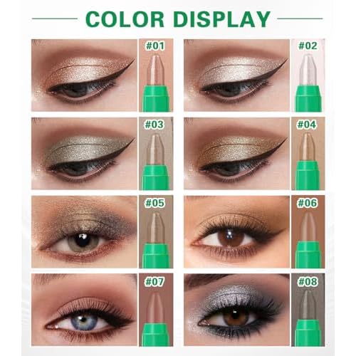 8PCS Eye Shadow Sticks,Shimmer Cream Eyeshadow Stick Set,Eye Brightener Stick,Lightweight Smooth Eye Shadow for Older Women,Teenagers,Middle-aged,Sombras Para Ojos,Eyeshadow Makeup