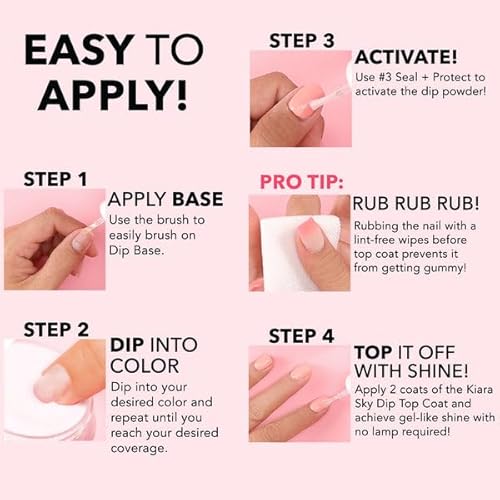 Kiara Sky Professional - Dip Manicure Nail Liquid Essentials - Long Lasting Nail Gels - Beauty Essentials Nail Design for Nail Art - Dip Liquids for Dip Manicure 0.5 fl oz, Essentials Kit Steps 1-6