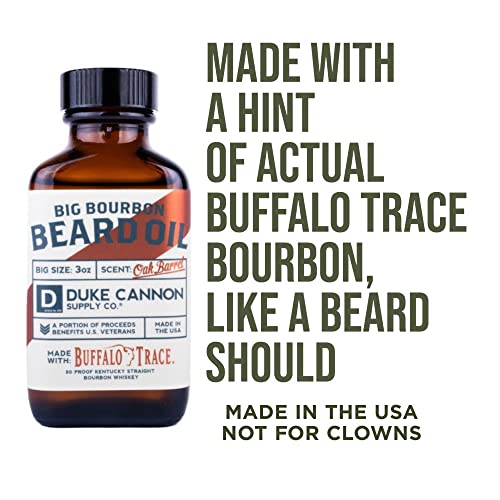 Duke Cannon Big Bourbon Beard Care Collection Gift Set - Beard Wash (6oz), Balm (1.6oz), & Oil (3oz) - Oak Barrel Scent, Hydrating & Softening Products for Men