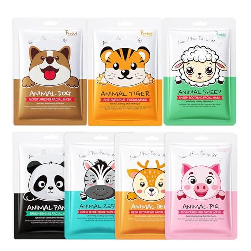 7PCS Kids Face Mask Set Spa Party Facial Mask for Kids, Moisturizing Animal Facial Skincare Set, Birthday Christmas Gifts for Teen Girls-Set B