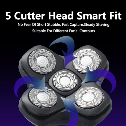 New Upgrade 5 Head Shaver Replacement Heads for Skull Shaver, Pitbull, Palm and Butterfly Kiss Shavers
