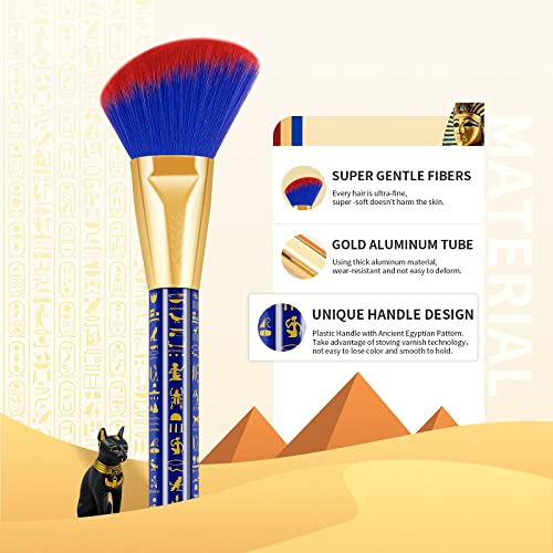 Docolor 19Pcs Bastet Cat Makeup Brush Set + Makeup Brushes Cleaner Set,Premium Synthetic Kabuki Foundation Blending Rainbow Make Up Brush Set with Solid Soap Cleanser & Color Removal Sponge