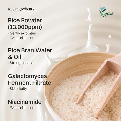 About Me Rice Makgeolli Hydrogel Mask - Real Powder Embedded Gel Sheet, Galactomyces & Niacinamide, Fermented Rice Glass Skin Glow, Non-Drip Vegan Korean Face Mask, Dry Sensitive Skin, 5 Sheets