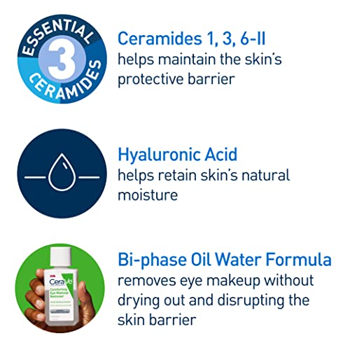 CeraVe Eye Makeup Remover with Hyaluronic Acid and Ceramides,Waterproof,Non-Comedogenic,Fragrance Free,Non-Greasy & Ophthalmologist Tested,4 Ounces,(Pack of 2)