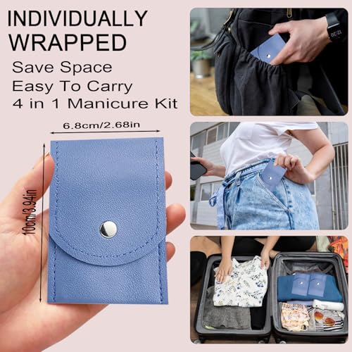 24 Sets Travel Manicure Set Professional Nail Clipper Kit Bulk,4 in 1 Adult Stainless Steel Travel Manicure Kit with Case Individually Wrapped Nail Clippers Bulk for Homeless,Hotel,Charity(4 Colors)