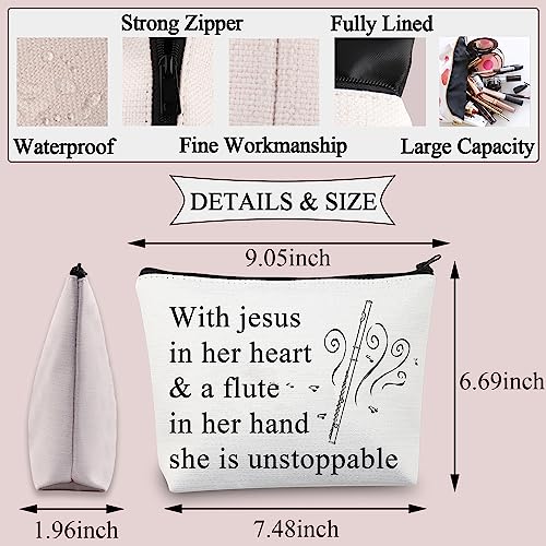 BDPWSS Flute Gift For Flute Player Gift With Jesus In Heart & A Flute In Her Hand She Is Unstoppable Makeup Bag (With Jesus Flute)