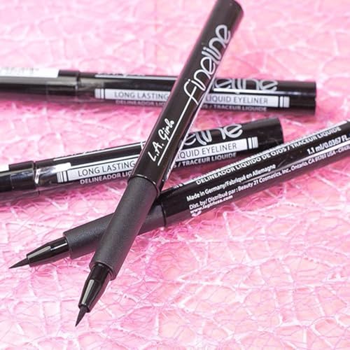 L.A. Girl Fineline Eyeliner, Black GLE721 (Pack of 2)