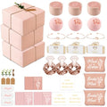 37pcs Bridesmaid Gifts Set Of 3 Pink£¬Maid of Honor Proposal Box Gift,Scented Candle Salt Ball Makeup Bag Rectangular Hair Clip Bridesmaids Scrunchies Knot Bracelet Bridal Shower Wedding Party