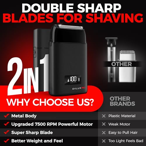 Metal Shell Three Blades Foil Shaver for Men: Dual-Foil with Trimmer - Ideal Barber Face Shavers for Bald Heads, Perfect Gifts for Men, Him, Dad, Father, Husband