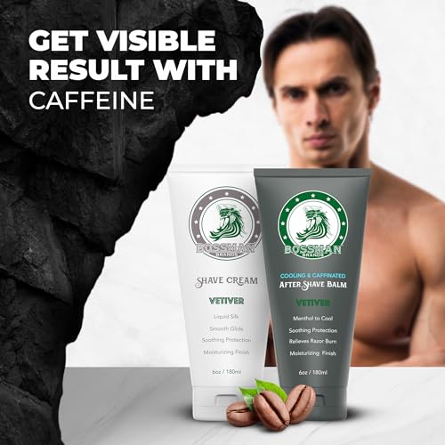 Bossman Silk Lotion Shaving Cream & Cooling After Shave for Men Combo ? Shave Cream & After Shave Balm for Men (Vetiver X Scent)