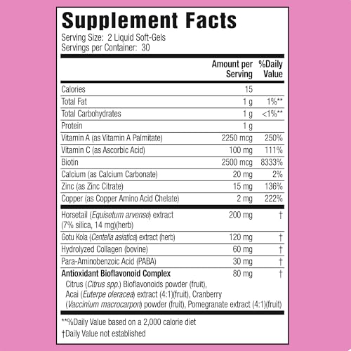 Applied Nutrition Longer Stronger Hair & Nails - 60 Liquid Soft-Gels, Pack of 3 - Biotin, Silica & Collagen - 90 Servings