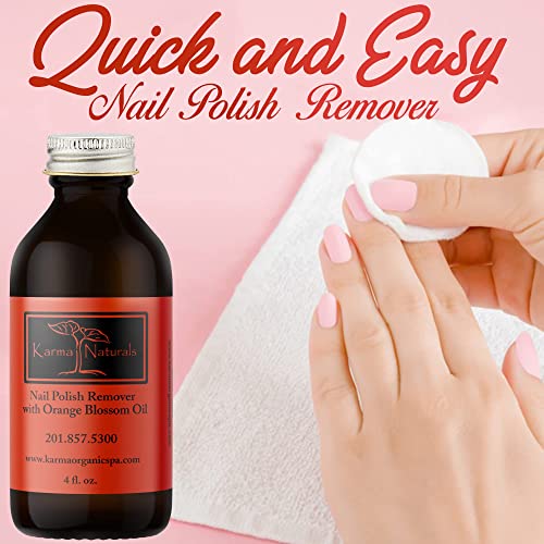 Karma Organic Nail Polish Remover Bundle Natural Rose Oil & Orange Blossom Scented (4FL-Oz Each)