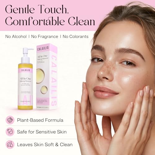 CALAILIS Eye Makeup Remover & Cleanser Oil for Sensitive Eyes and Skin, Gentle & Non-Greasy Makeup Remover for Heavy and Waterproof Eye Make-Up, 200ML