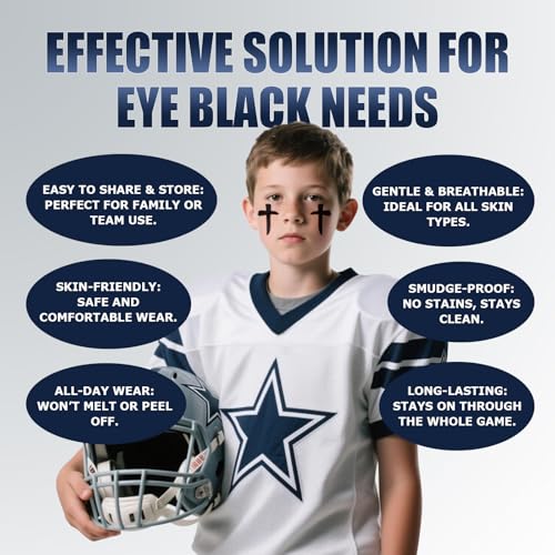 144Pairs 2Style Cross Eye Black Temporary Tattoos, Smudgeproof EyeBlack Sticker for Football Baseball Softball Lacrosse Themed Birthday Party Supplies