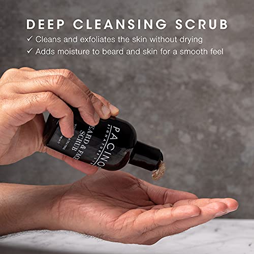 Pacinos Shave System, Beard and Face Scrub, Men's Skin Care, Best Organic Natural Shampoo, Aloe Vera and Tea Tree Extract, Removes Impurities, 4 oz