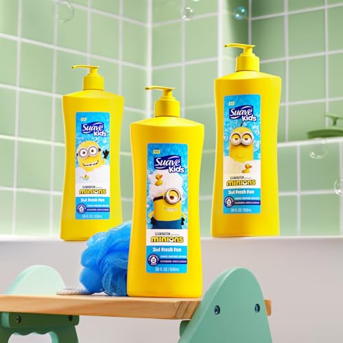 Suave Kids Minions Hair Products Bundle ??3-in-1 Coco-Craze Slime & Fun Fresh Shampoo, Conditioner & Body Wash + Detangler Spray, 28 Oz Ea (3 Piece Set)
