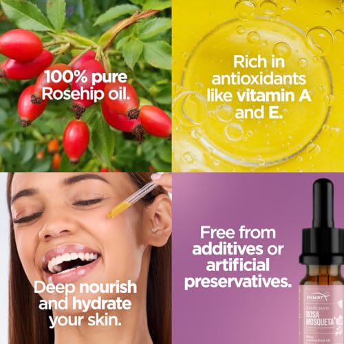FUNAT 100% Pure Rosehip Oil ?Facial & Skin Moisturizer ? 0.3 FL OZ | Aceite de Rosa Mosqueta Puro
