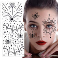 Halloween Face Gems 2Pcs Black Spider Face Jewels Spider Web Rhinestone Tattoo Stickers Self Adhesive Crystal Temporary Tattoos Stickers for Halloween Cosplay Makeup Festival Rave Party