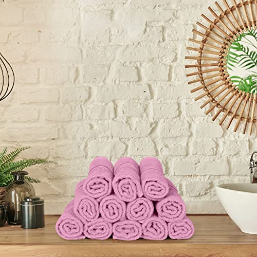 Utopia Towels Wash Cloths Set, 12 by 12 Inches, 100% Cotton Ring Spun, Highly Absorbent and Soft Feel Washcloths for Bathroom, Spa, Gym, and Face, 12 Pack Pink