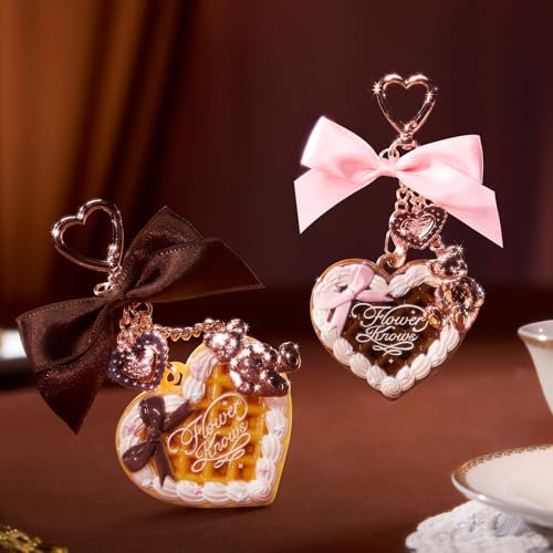 Flower Knows The Sweetie Bear Collection Setting Powder,Cute Bag Charms Purse Keychain,Makeup & Setting Compact and Puff Pressed Powder,Pore Blurring Backed,Gift for Women,0.09 Oz(02 Cookie)