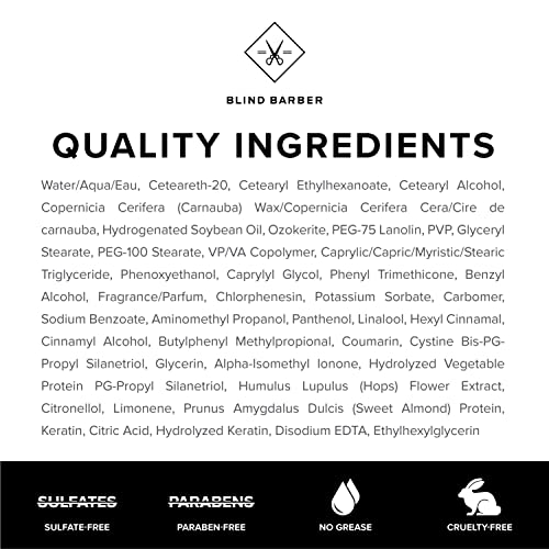 Blind Barber 60 Proof Hair Wax for Men - Water-Based Wax for Hair Styling - Medium, Workable Hold & Shine - Made with Volumizing Hops Extract - Cruelty-Free - Tonka Bean Scent (2.5 Oz)