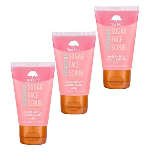 Watermelon & Cactus Hydrating Face Scrub ? 1.5 fl oz, Deep Pore Cleanser with AHA, Exfoliates Skin & Impurities, Vegan & Free of Parabens & Sulfates, VitaBoost¢â Loofah (Pack of 3, Watermelon & Cactus)