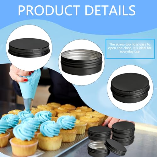 120 Pack Round Aluminum Tin with Screw Lid 2 oz Round Metal Cans Containers Empty Balm Storage Jars DIY Refillable Tin with 6 Markers 15 Sheets Stickers for Candle Salve Cosmetic Spices (Color Set 2)