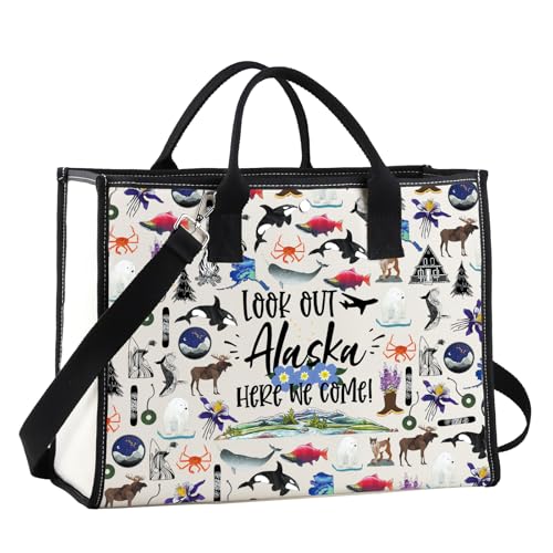 JNIAP Cruising Together Alaska Makeup Bag Alaska Trip Gift Alaska Vacation Gift Alaska Lover Gift Alaskan Cruise Gifts Alaska Travel Bag (Out Alaska Tote)