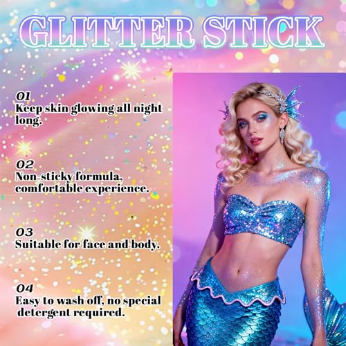 Face Body Glitter Stick,Holographic Sparkle Waterproof Hair Glitter Stick for Kids and Women for Party Singer Concert Rave Festival.(Pink)