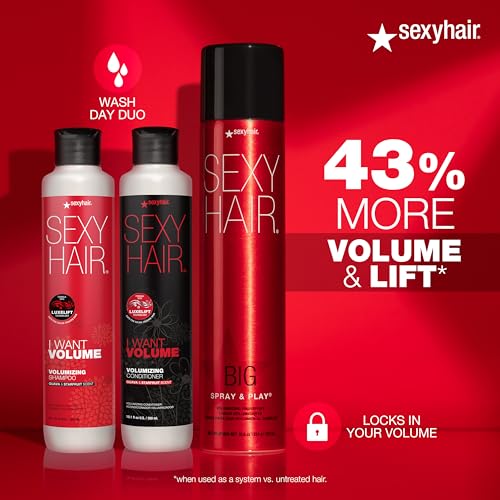 SexyHair I WANT VOLUME Shampoo and Conditioner, 10.1oz | 10% More Volume | Lightweight Formula | All Hair Types
