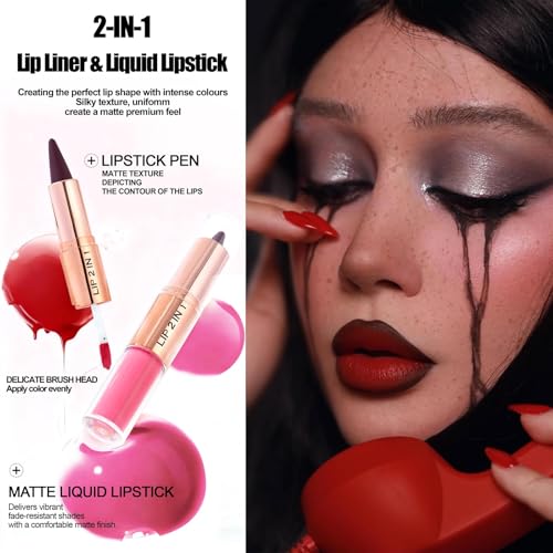 Clear Gloss and Lip Liner Liquid Lipstick Lip Combo, Lip Combo Sets for Black Women,High Pigmented Matte Lip Kit , Waterproof Long Lasting Lipstick Lip Combo Set Lip Kit with Lip Liner and Gloss #3 | Clear moisturizing