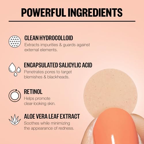 PEACE OUT Acne Healing Dots Hydrocolloid Pimple Patches, Acne Spot Treatment with Salicylic Acid, Retinol, and Aloe Vera for Blemishes and Breakouts, 40 Count