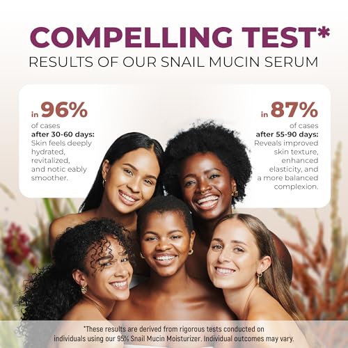 Snail Mucin Serum - Face Hydrating Essence - Hyaluronic, Collagen, Royal Jelly - Advanced 95% Snail Peptide Moisturizer, Barrier Serum - 100 ml