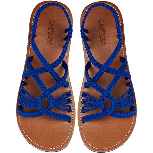 Capana Woven Women's Flat Sandals - Strappy Braided, Beach Sandals for Women Dressy Summer, Rope Bohemian Sandals, Spring Casual Womens Shoes, Comfy Boho Flats for Teen Girls ? Relax (2nd Version)