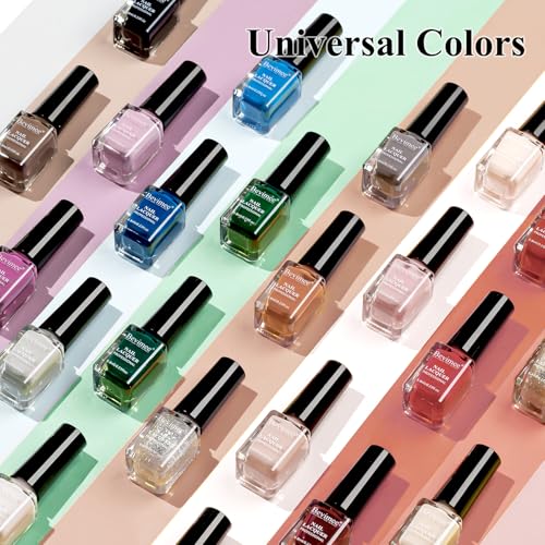 Quick Dry Nail Polish Set: 24 Colors Regular Fingernail Polish Non Gel Bulk Black Nude Pink Red Green Blue Purple Long Lasting French Nail Art DIY Home Gift Set for Women