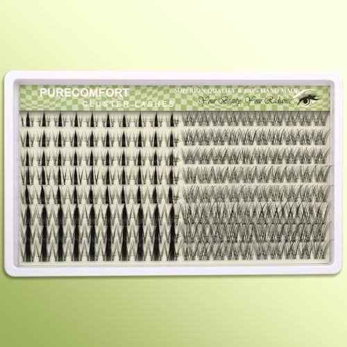 160 Pcs Lash Clusters Extensions Kit - Manga - Natural Wispy Faux Mink Individual Eye Lash 10-18mm Clusters with D Curl Fluffy Wispy Lash Clusters for Lash Extension at Home