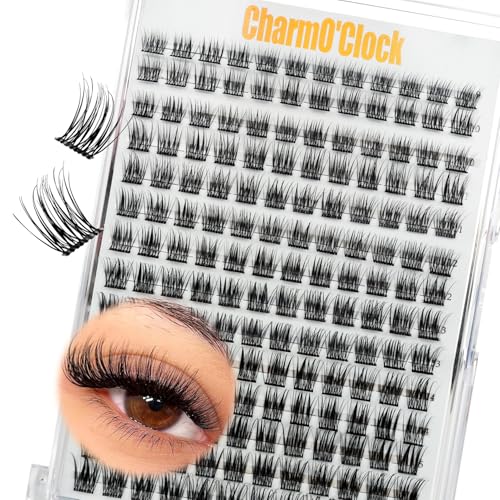 Lash Clusters Refill - 168pcs Wispy Fluffy D Curl Eyelash Extensions, Natural Fake Lashes, Cat Eye Individual Clusters for DIY Lash Extension Kit, Reusable & Lightweight