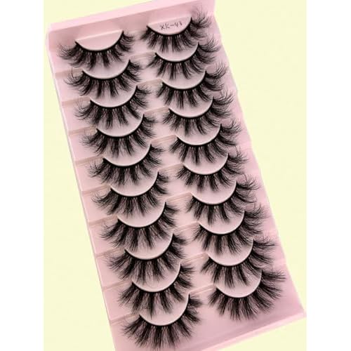 DIY Eyelash 10 Pairs 3D Imitation Mink False Eyelashes - Natural Thick Fluffy Dramatic Lashes, Lightweight Reusable Eyelash Extensions for Sensitive Eyes, Daily/Party Makeup (XK43)