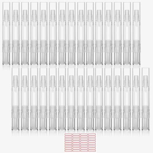 30 Pack 5 ML Cuticle Oil Pens, Empty Nail Oil Pen Transparent Twist Pens with Brush Tip Cosmetic Lip Gloss Containers Applicators Eyelash Growth Liquid Tube with Sticker