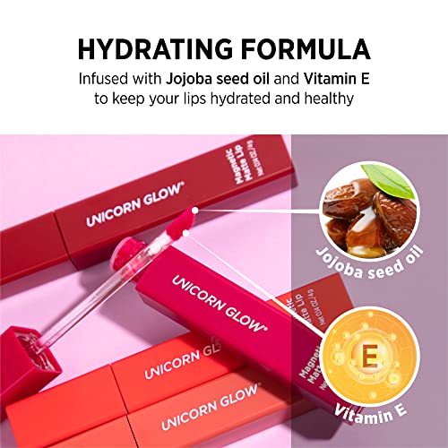 UNICORN GLOW Magnetic Matte Lip [02 Gift], Matte Lip Stain Lip Tint Matte finish Cruelty Free Vegan Made in Korea 0.14 oz. / 4 g