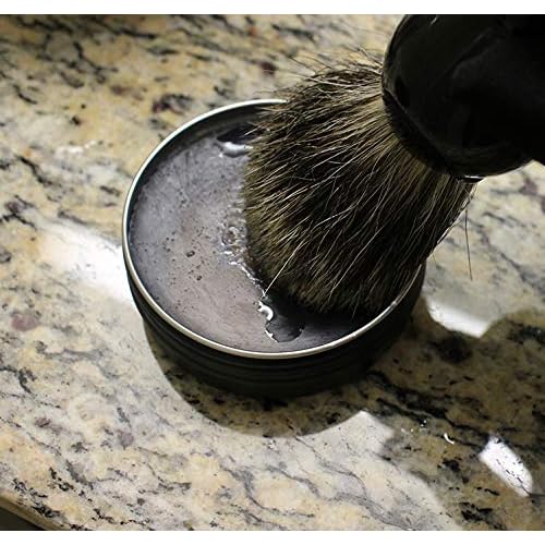Charcoal Shave soap | Redwood & Saffron | Mens Natural solid shaving cream | Moisturizing | Oat Protein || Made in Canada - Muslim Cosmetics - Black Saffron (2oz TIN)